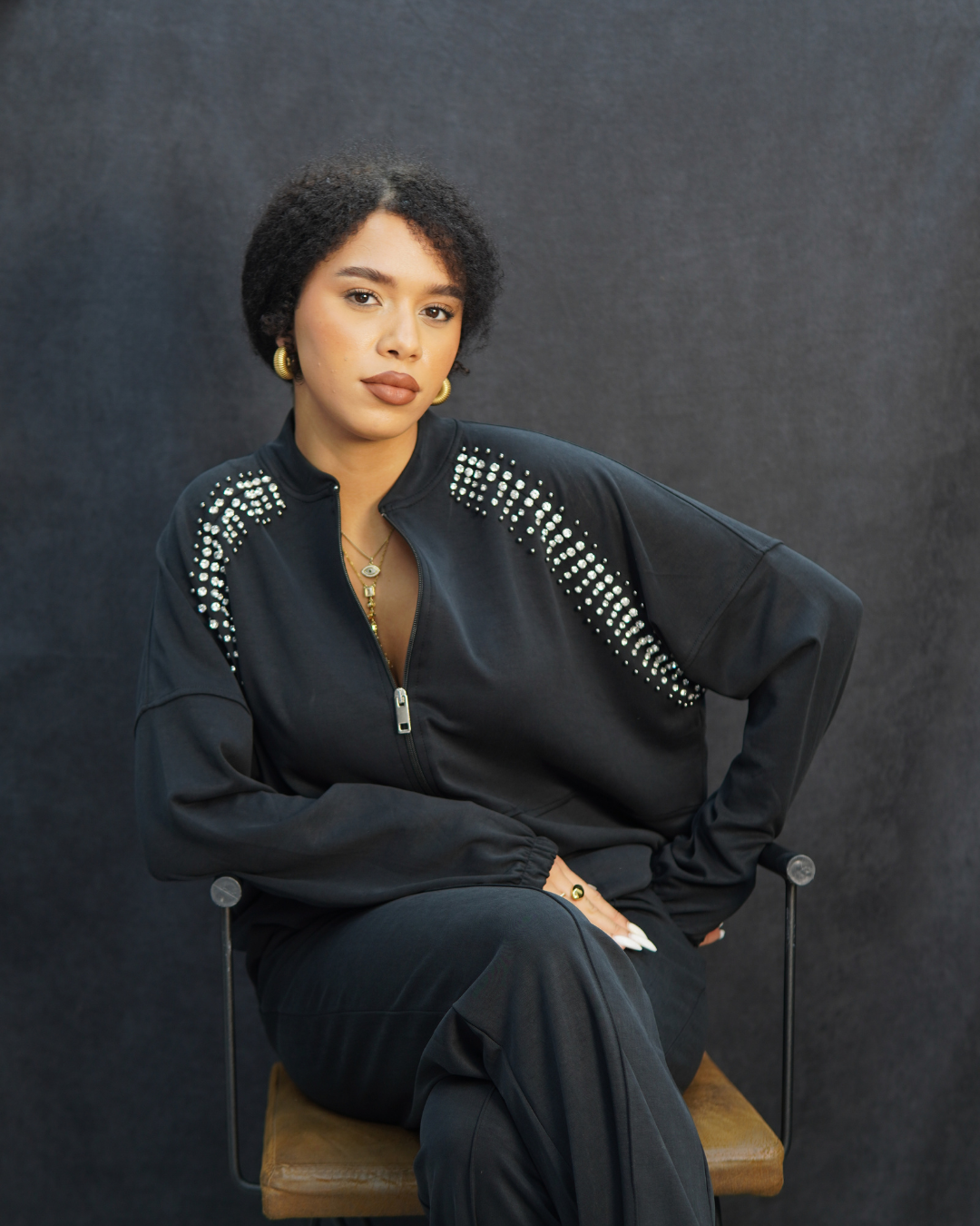 işlemeli gri alt üst takım