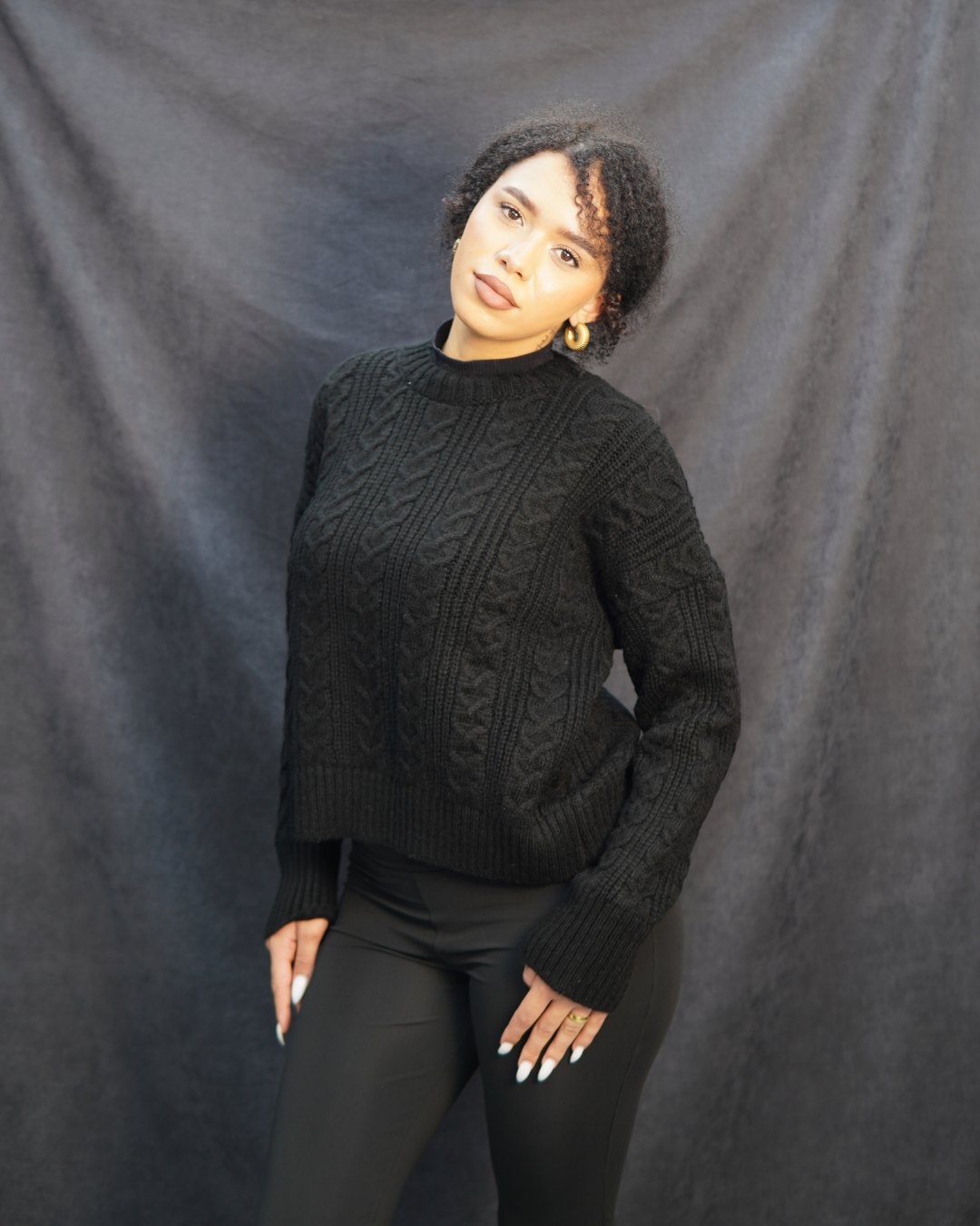 Siyah bisiklet yaka triko