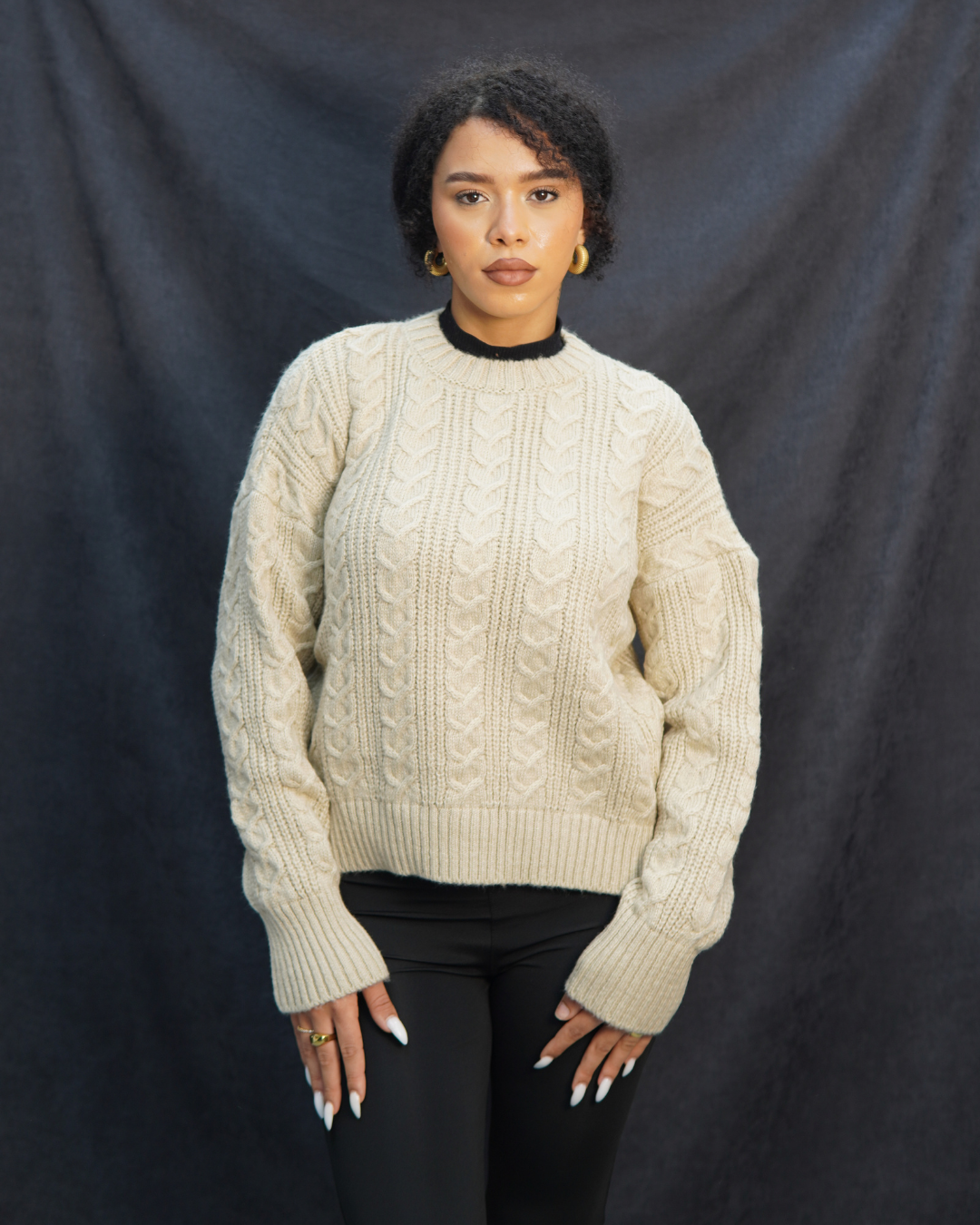 Açık kahve bisiklet yaka triko